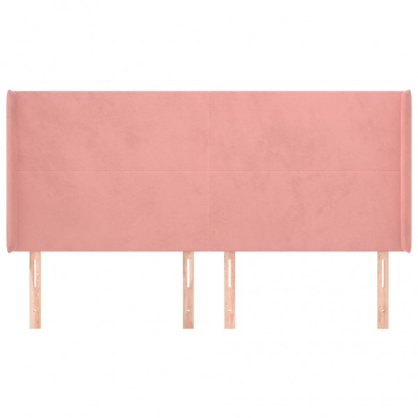 Cabecero con orejas de terciopelo rosa 183x16x118/128 cm M 3