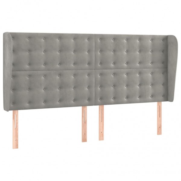 Cabecero con orejas de terciopelo gris claro 183x23x118/128 cm M 2