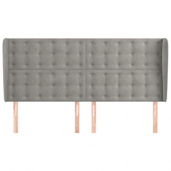 Cabecero con orejas de terciopelo gris claro 183x23x118/128 cm M 3