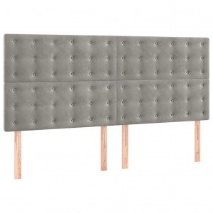 Cabeceros 4 unidades de terciopelo gris claro 90x5x78/88 cm H