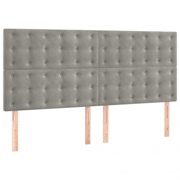 Cabeceira de cama 4 pcs veludo 90x5x78/88 cm cinzento-claro M 2