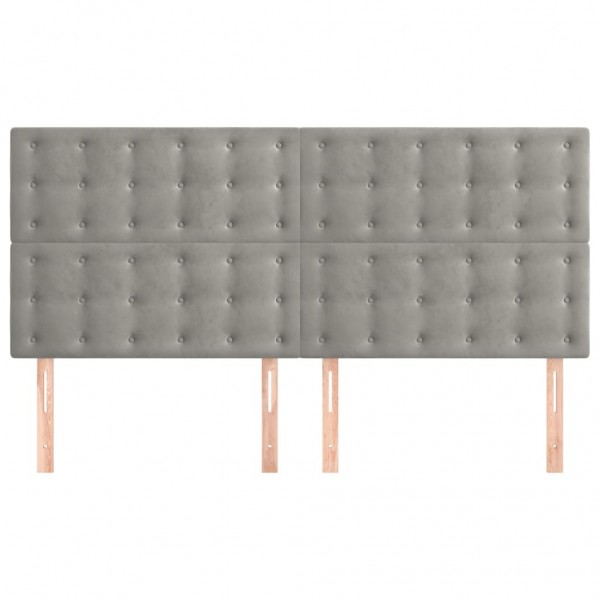 Cabeceros 4 unidades de terciopelo gris claro 90x5x78/88 cm M 3