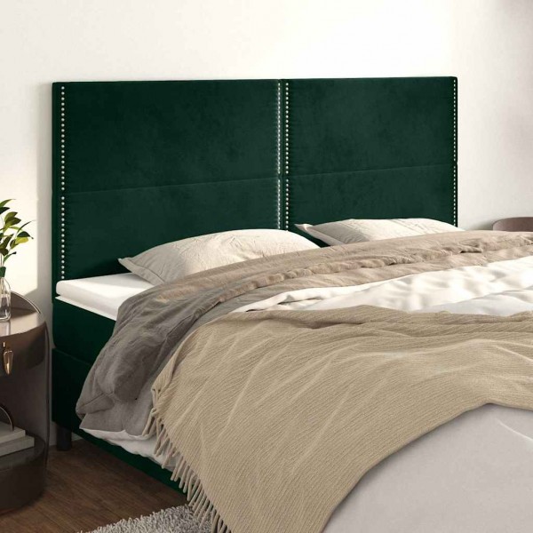 Cabeceros 4 unidades de terciopelo verde oscuro 90x5x78/88 cm D