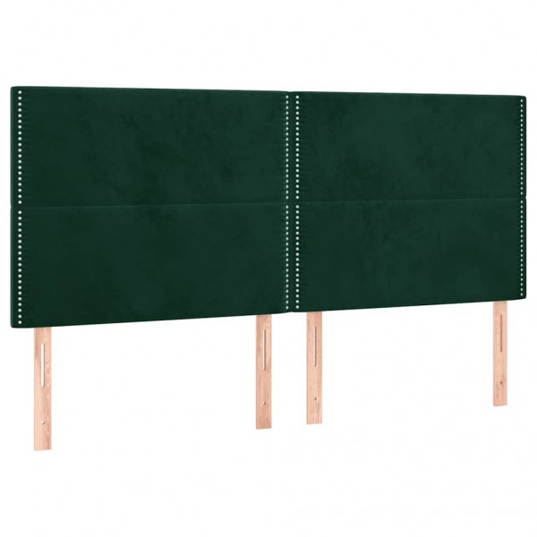 Cabeceros 4 unidades de terciopelo verde oscuro 90x5x78/88 cm M 2