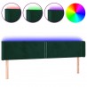 Cabecero con LED de terciopelo verde oscuro 183x16x78/88 cm 2