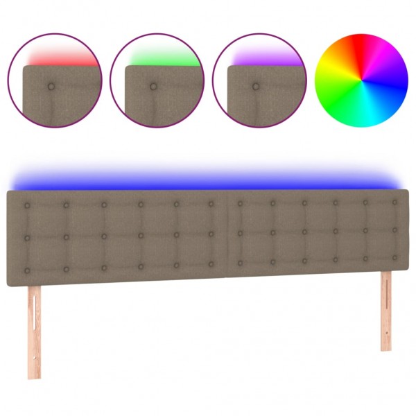 Cabeceira cama luzes LED tecido 180x5x78/88cm cinza-acastanhado M 2