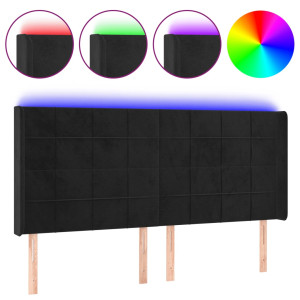 Cabecero con LED de terciopelo negro 183x16x118/128 cm H