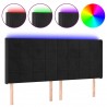 Cabeceira de cama c/ luzes LED veludo 183x16x118/128 cm preto 2