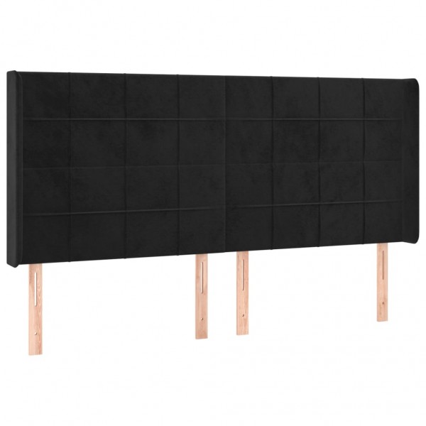 Cabeceira de cama c/ luzes LED veludo 183x16x118/128 cm preto M 3