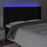 Cabeceira de cama c/ luzes LED veludo 183x16x118/128 cm preto 4