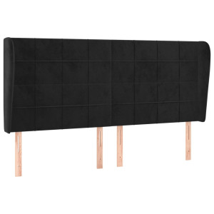 Cabecero con orejas de terciopelo gris claro 183x23x118/128 cm H