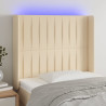 Cabecero con LED de tela color crema 93x16x118/128 cm 1