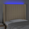 Cabecero con LED de tela color crema 93x16x118/128 cm 4