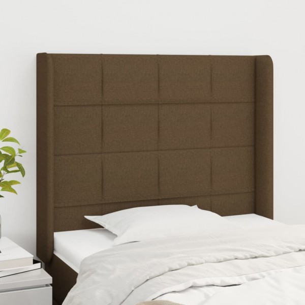 Cabecero con orejas de tela marrón oscuro 83x16x118/128 cm D
