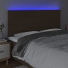 Cabeceira de cama c/ LED tecido 160x5x118/128 cm castanho 3