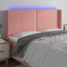 Cabecero con LED de terciopelo rosa 183x16x118/128 cm 1