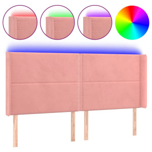 Cabecero con LED de terciopelo rosa 183x16x118/128 cm H
