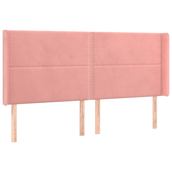 Cabecero con LED de terciopelo rosa 183x16x118/128 cm M 3