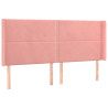 Cabecero con LED de terciopelo rosa 183x16x118/128 cm 3