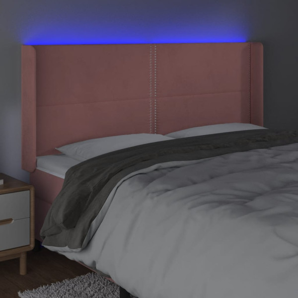 Cabecero con LED de terciopelo rosa 183x16x118/128 cm M 4