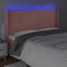 Cabecero con LED de terciopelo rosa 183x16x118/128 cm 4