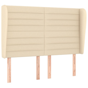 Cabecero con orejas de tela color crema 147x23x118/128 cm H