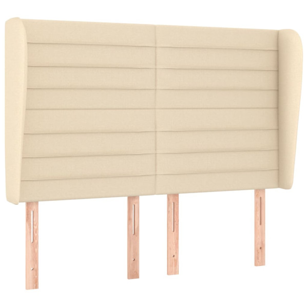 Cabecero con orejas de tela color crema 147x23x118/128 cm M 2