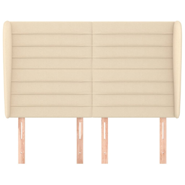 Cabecero con orejas de tela color crema 147x23x118/128 cm M 3