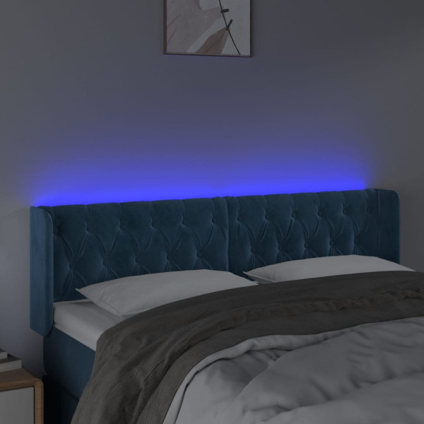 Cabecero con LED de terciopelo azul oscuro 147x16x78/88 cm M 4