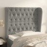Cabeceira de cama c/ abas veludo 93x23x118/128cm cinzento-claro 1