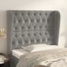 Cabecero con orejas de terciopelo gris claro 93x23x118/128 cm 1
