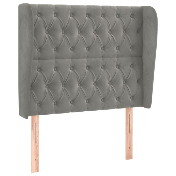 Cabecero con orejas de terciopelo gris claro 93x23x118/128 cm M 2