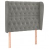Cabeceira de cama c/ abas veludo 93x23x118/128cm cinzento-claro 2