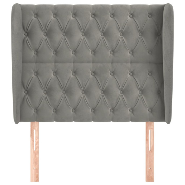 Cabecero con orejas de terciopelo gris claro 93x23x118/128 cm M 3
