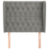 Cabecero con orejas de terciopelo gris claro 93x23x118/128 cm 3