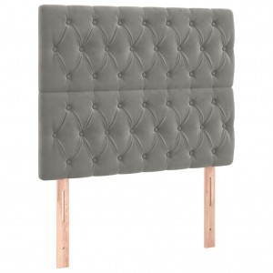Cabeceira de cama 2 pcs veludo 90x7x78/88 cm cinzento-claro H