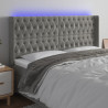 Cabeceira cama c/ luzes LED veludo 183x16x118/128cm cinza-claro 1
