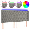 Cabeceira cama c/ luzes LED veludo 183x16x118/128cm cinza-claro 2