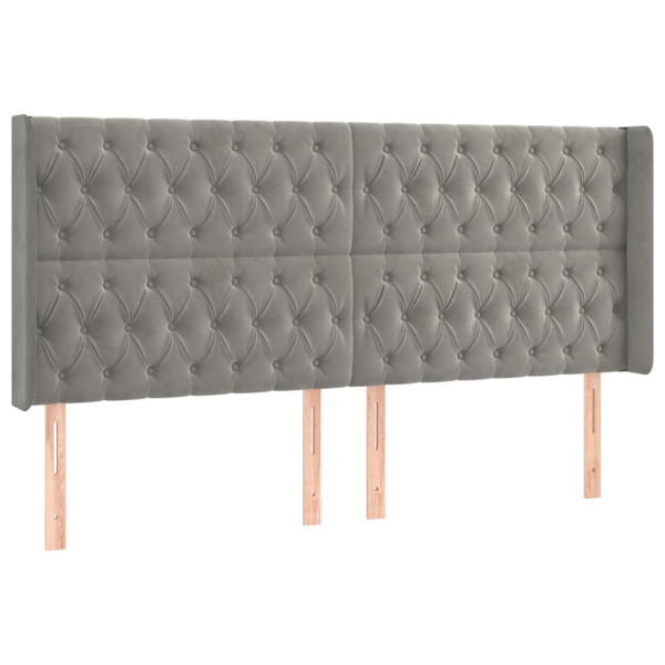 Cabeceira cama c/ luzes LED veludo 183x16x118/128cm cinza-claro M 3
