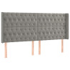 Cabeceira cama c/ luzes LED veludo 183x16x118/128cm cinza-claro 3