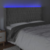 Cabeceira cama c/ luzes LED veludo 183x16x118/128cm cinza-claro 4