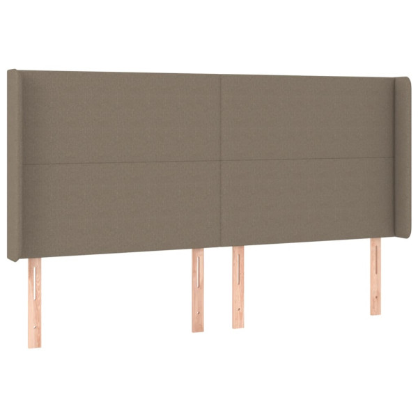 Cabecero con orejas de tela gris taupe 163x16x118/128 cm M 2