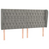 Cabeceira cama c/ abas veludo 183x23x118/128 cm cinzento-claro 2