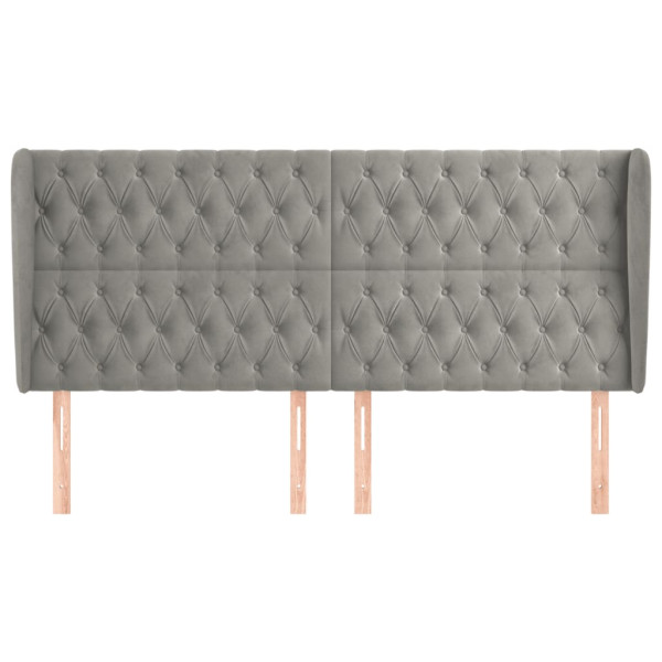 Cabecero con orejas de terciopelo gris claro 183x23x118/128 cm M 3