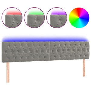 Cabecero con LED de terciopelo gris claro 180x7x78/88 cm H
