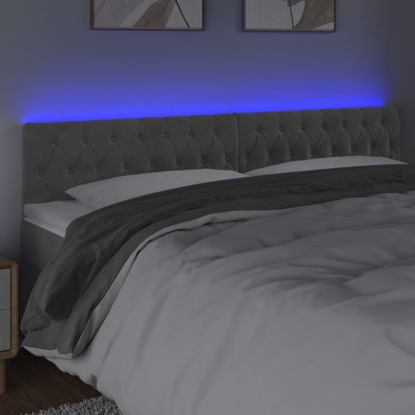 Cabecero con LED de terciopelo gris claro 180x7x78/88 cm M 3