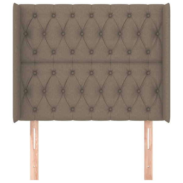 Cabecero con orejas de tela gris taupe 93x16x118/128 cm M 3