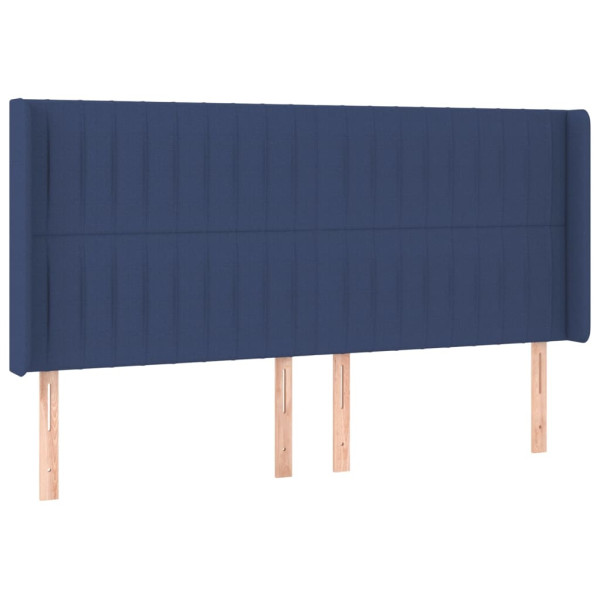 Cabeceira de cama c/ luzes LED tecido 183x16x118/128 cm azul M 3