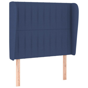Cabecero con orejas de tela azul 93x23x118/128 cm H