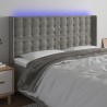 Cabeceira cama c/ luzes LED veludo 183x16x118/128cm cinza-claro 1